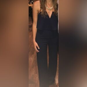 Navy blue straplesss jumpsuit
